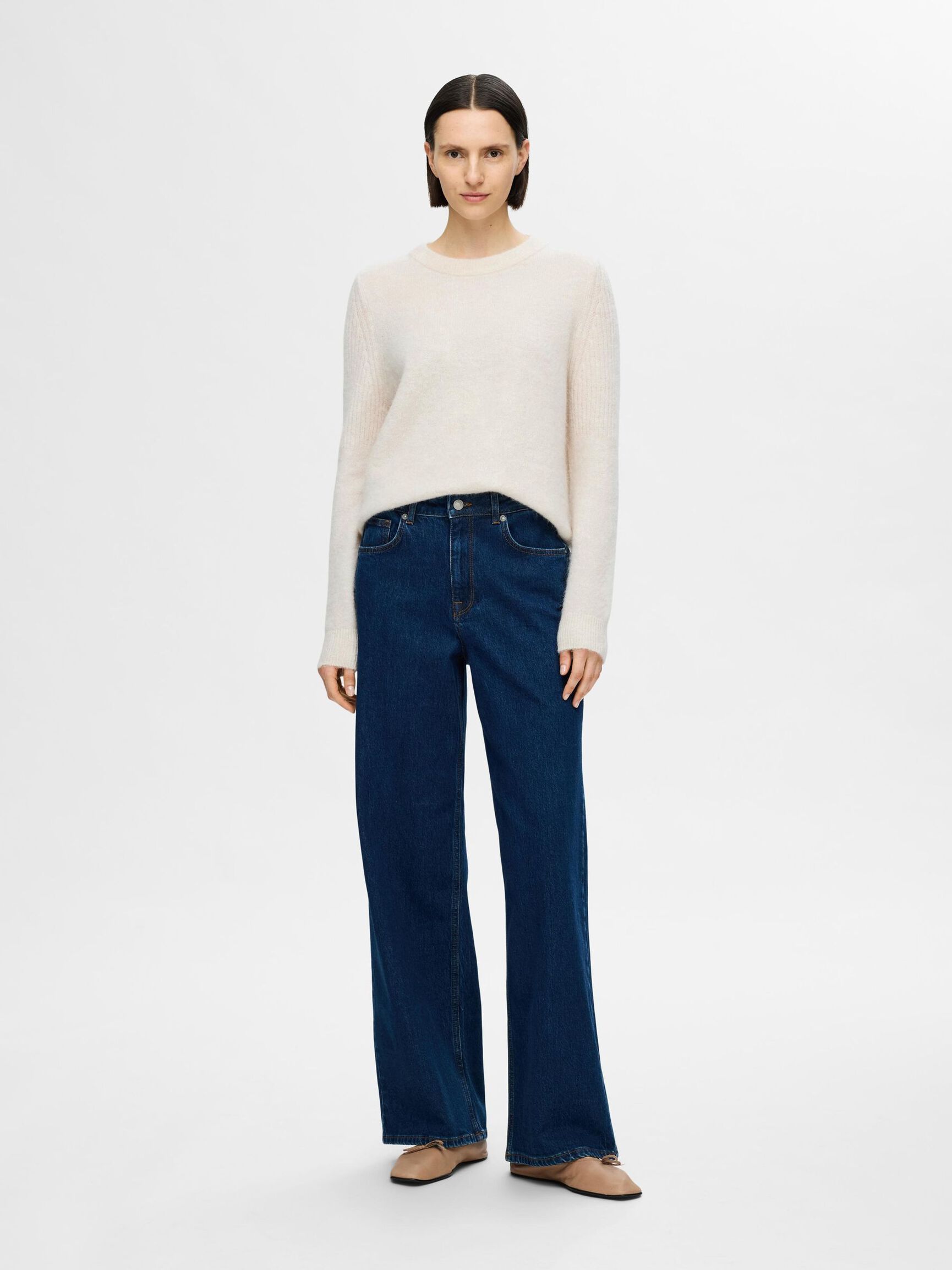 KNITTED WOOL BLEND JUMPER, Birch, highres