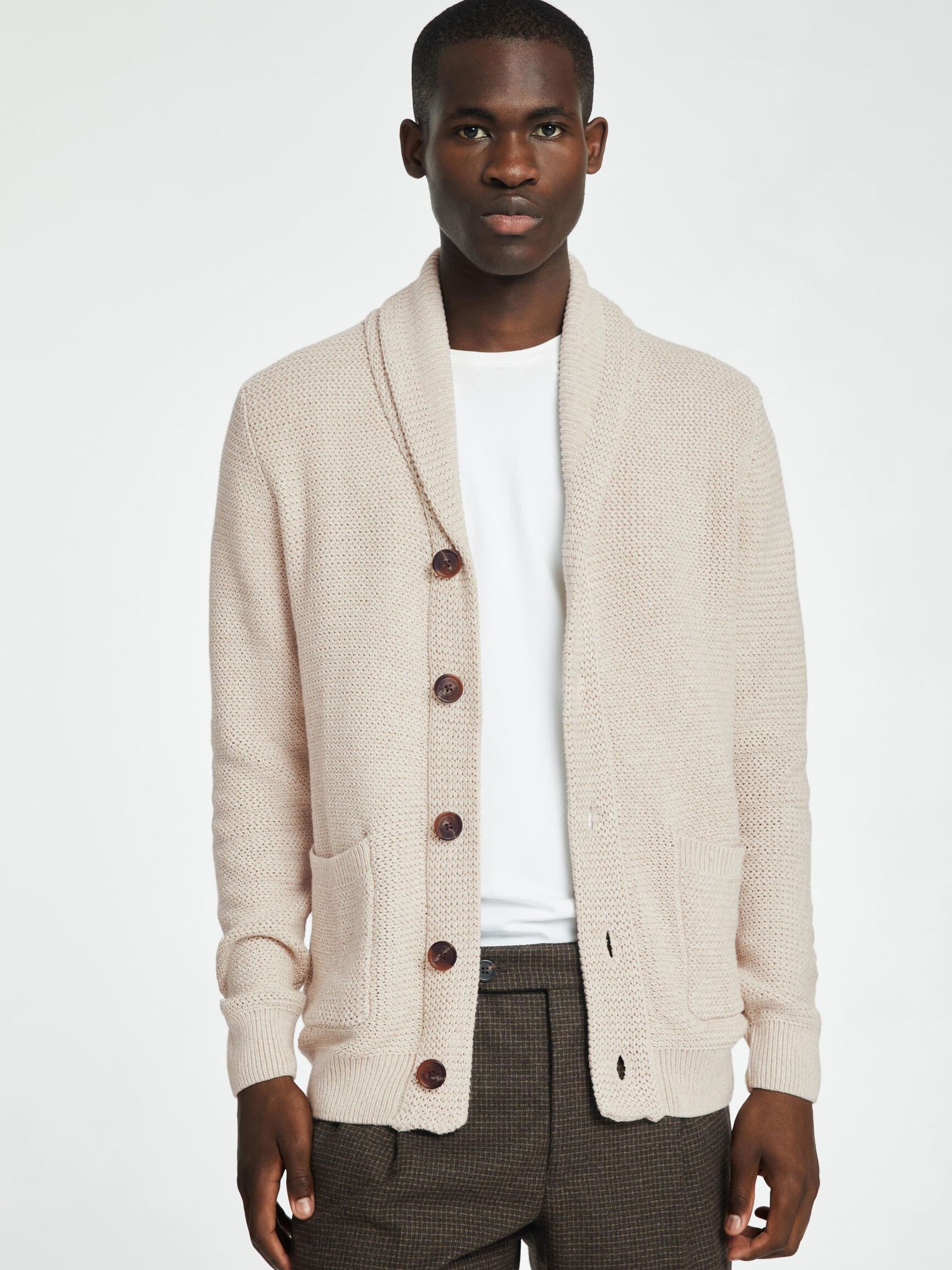 SCHALKRAGEN STRICKJACKE, Oatmeal, highres
