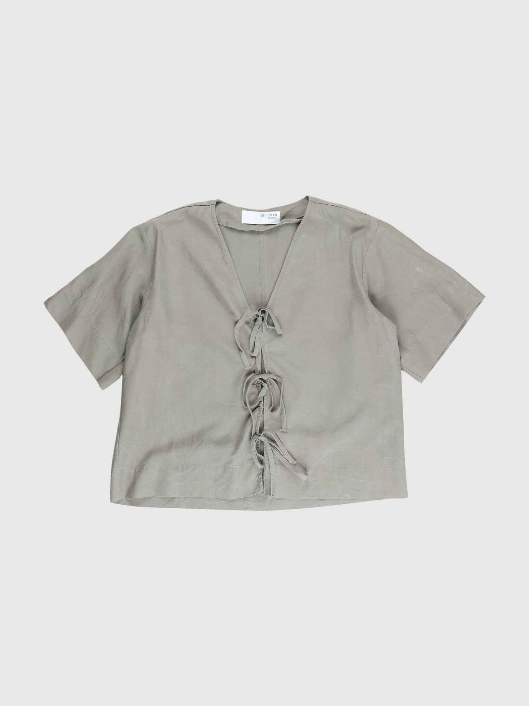 TIE FRONT V-NECK TOP, Vetiver, highres