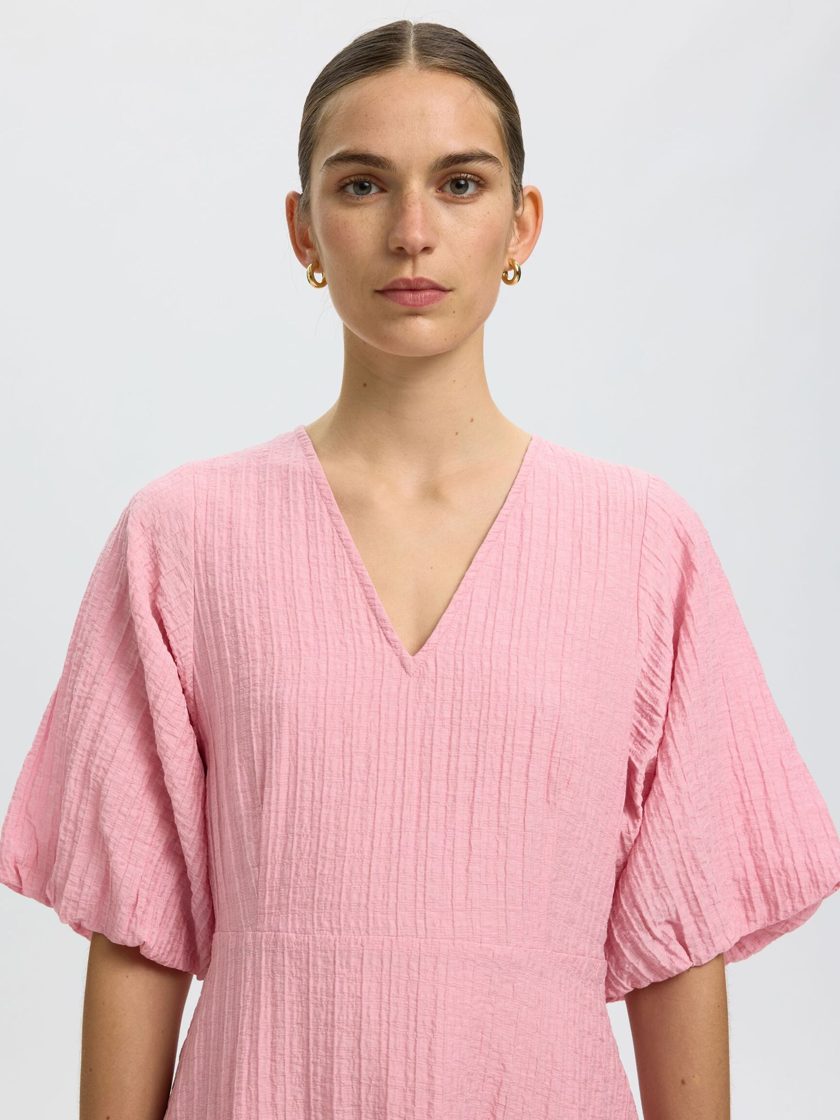 SHORT SLEEVED MINI DRESS, Bleached Mauve, highres