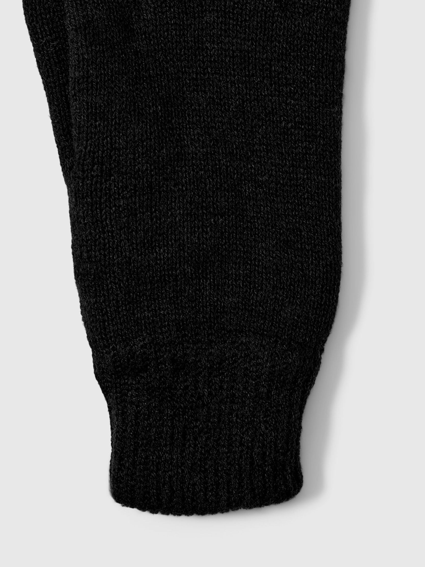 WOOL BLEND RIBBED GLOVES, Black, highres
