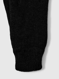 WOOL BLEND RIBBED GLOVES, Black, highres