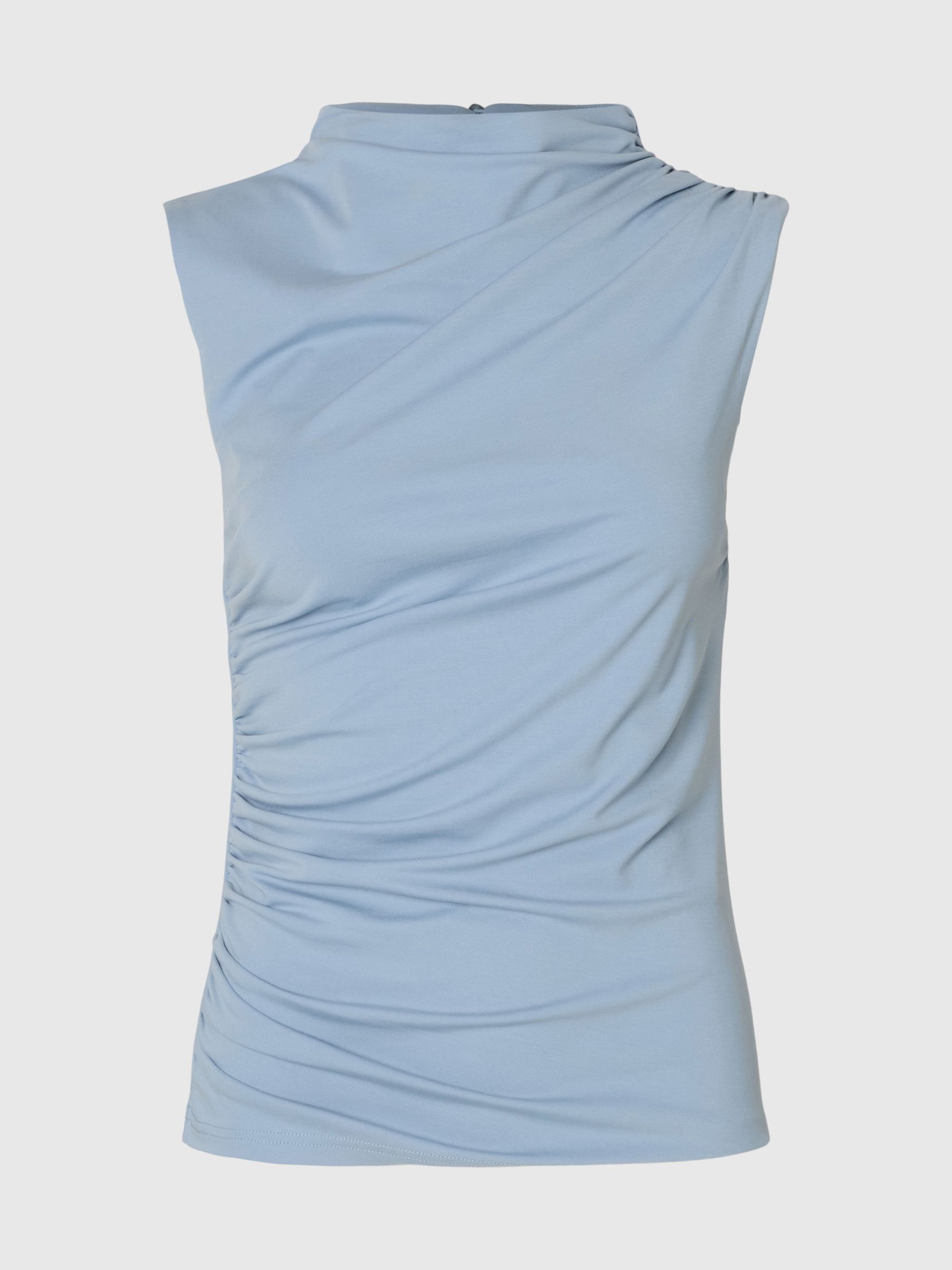 DRAPIERTES ÄRMELLOSES OBERTEIL, Dusty Blue, highres