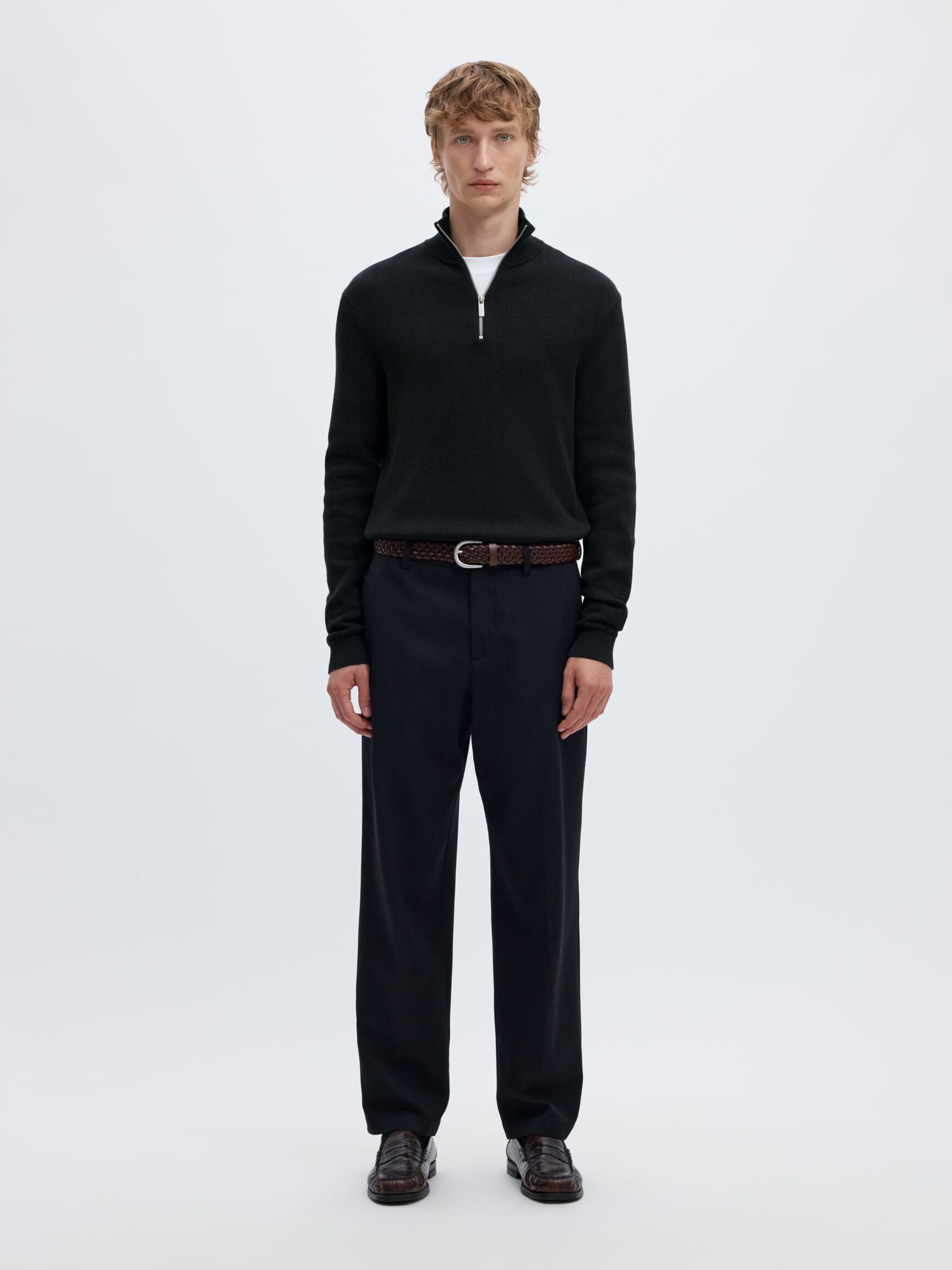 HALF-ZIP PULLOVER, Black, highres