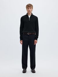 HALF-ZIP PULLOVER, Black, highres