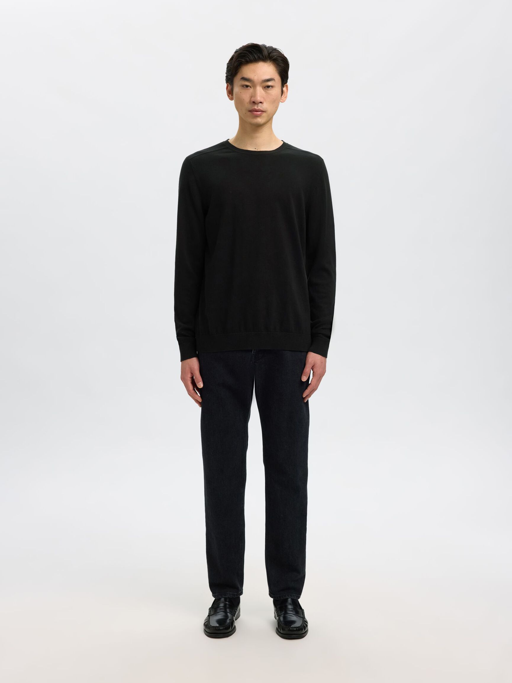 LONG-SLEEVED KNITTED JUMPER, Black, highres