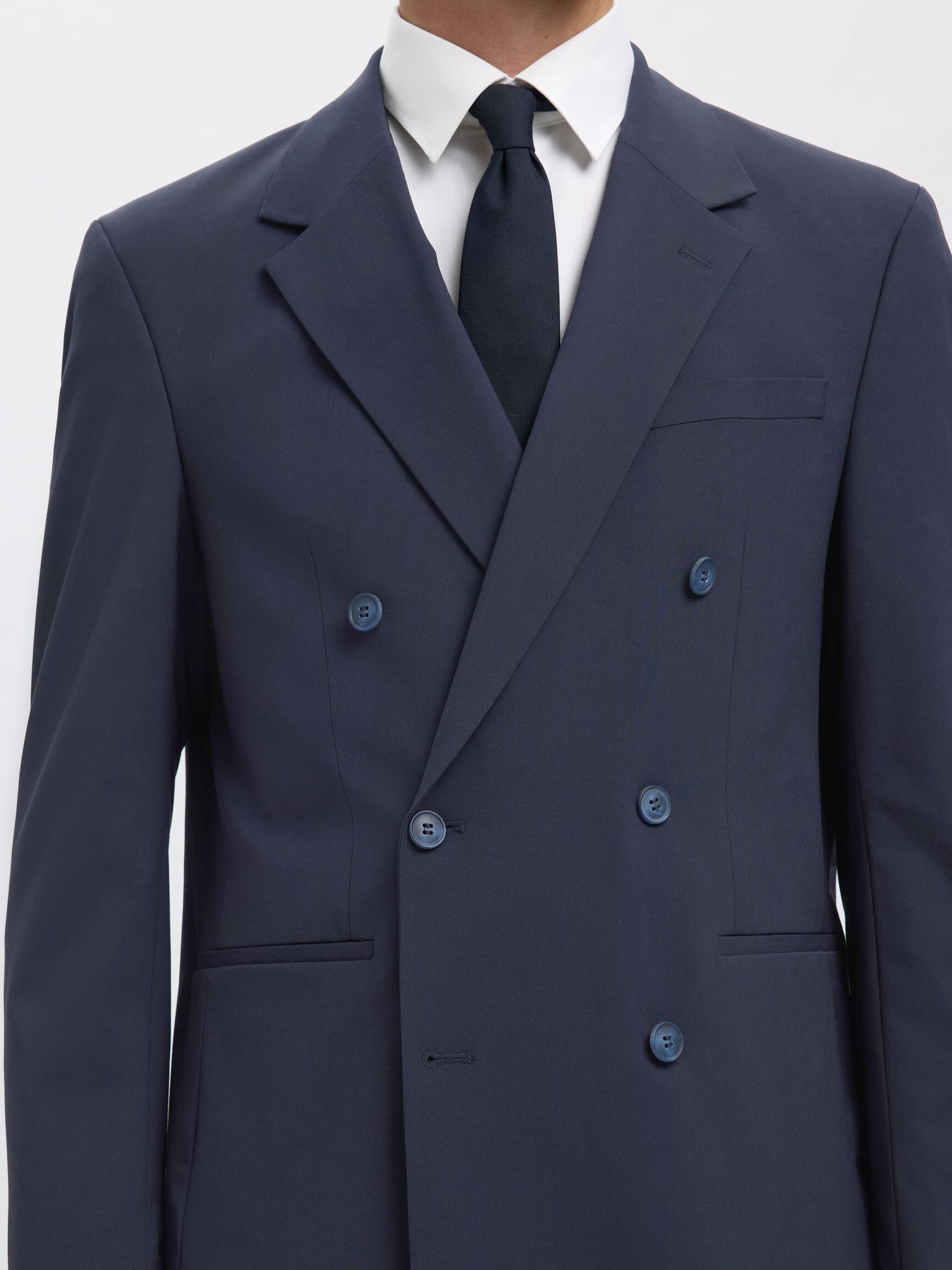 RELAXED FIT DOUBLE-BREASTED BLAZER, Dark Navy, highres