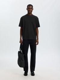 RELAXED FIT WAFFLED  T-SHIRT, Black, highres