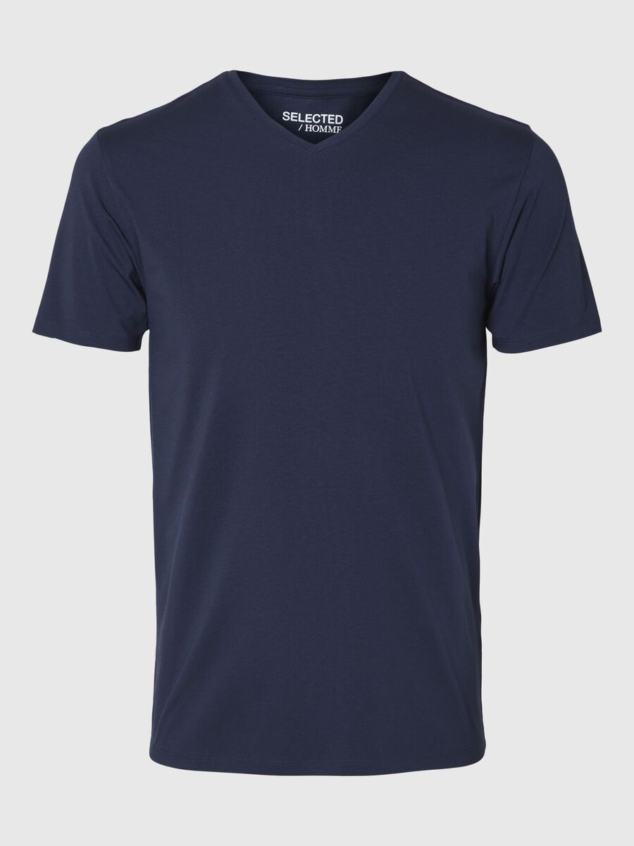 Selected V-AUSSCHNITT T-SHIRT, Navy Blazer, highres - 16073458_NavyBlazer_001.jpg