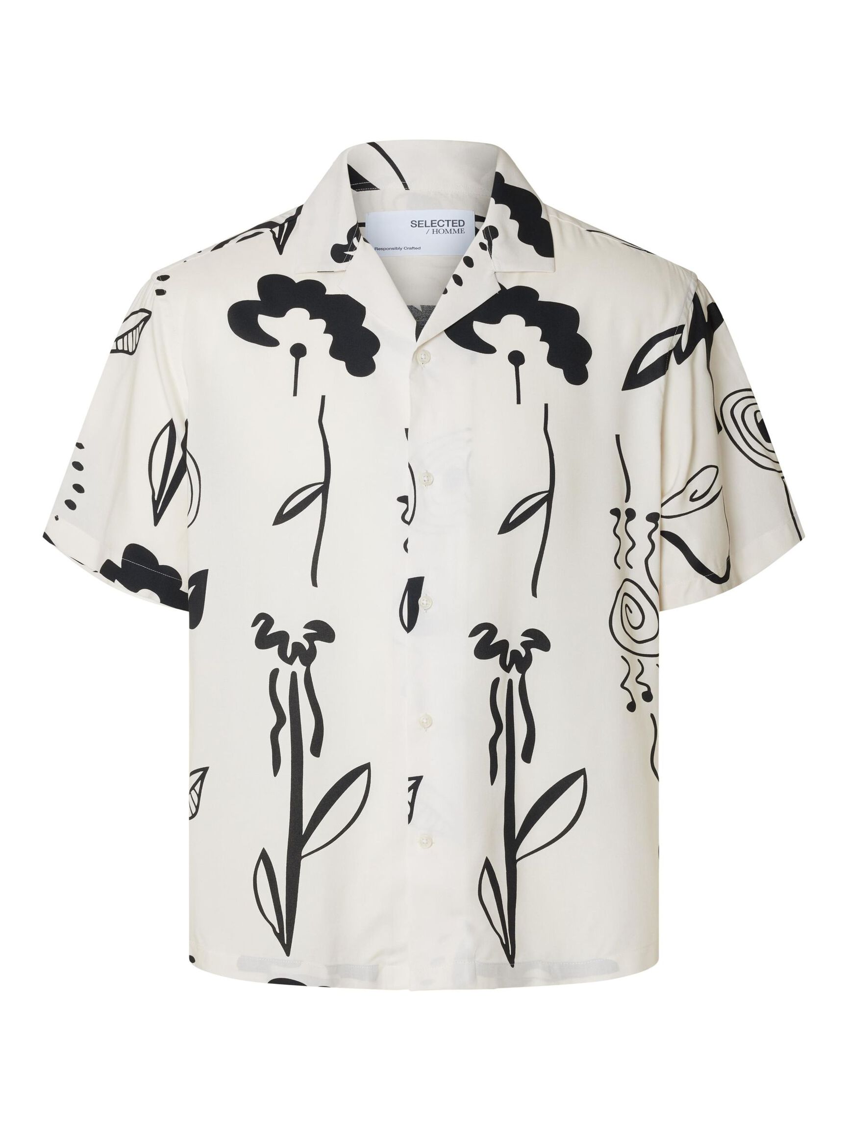PRINTED SHORT SLEEVED SHIRT, Bright White, highres