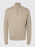 Selected 100% MERINO WOOL HALF-ZIP JUMPER, Kelp, highres - 16094655_Kelp_001.jpg