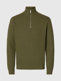HALF-ZIP PULLOVER, Deep Lichen Green, highres