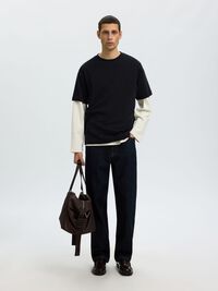REGULAR FIT T-SHIRT, Black, highres