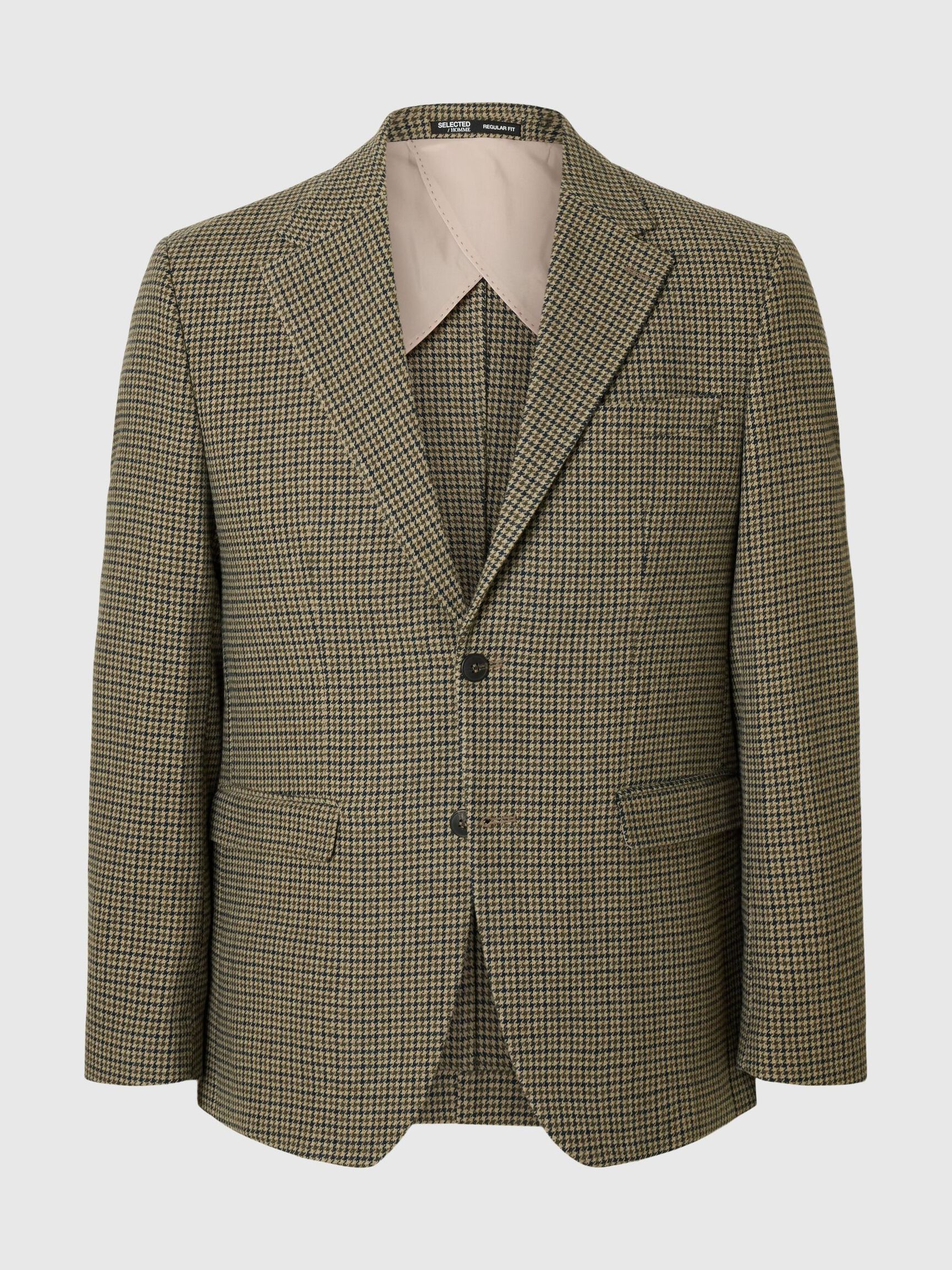 CHECKED SINGLE-BREASTED BLAZER, Oatmeal, highres