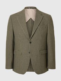 CHECKED SINGLE-BREASTED BLAZER, Oatmeal, highres