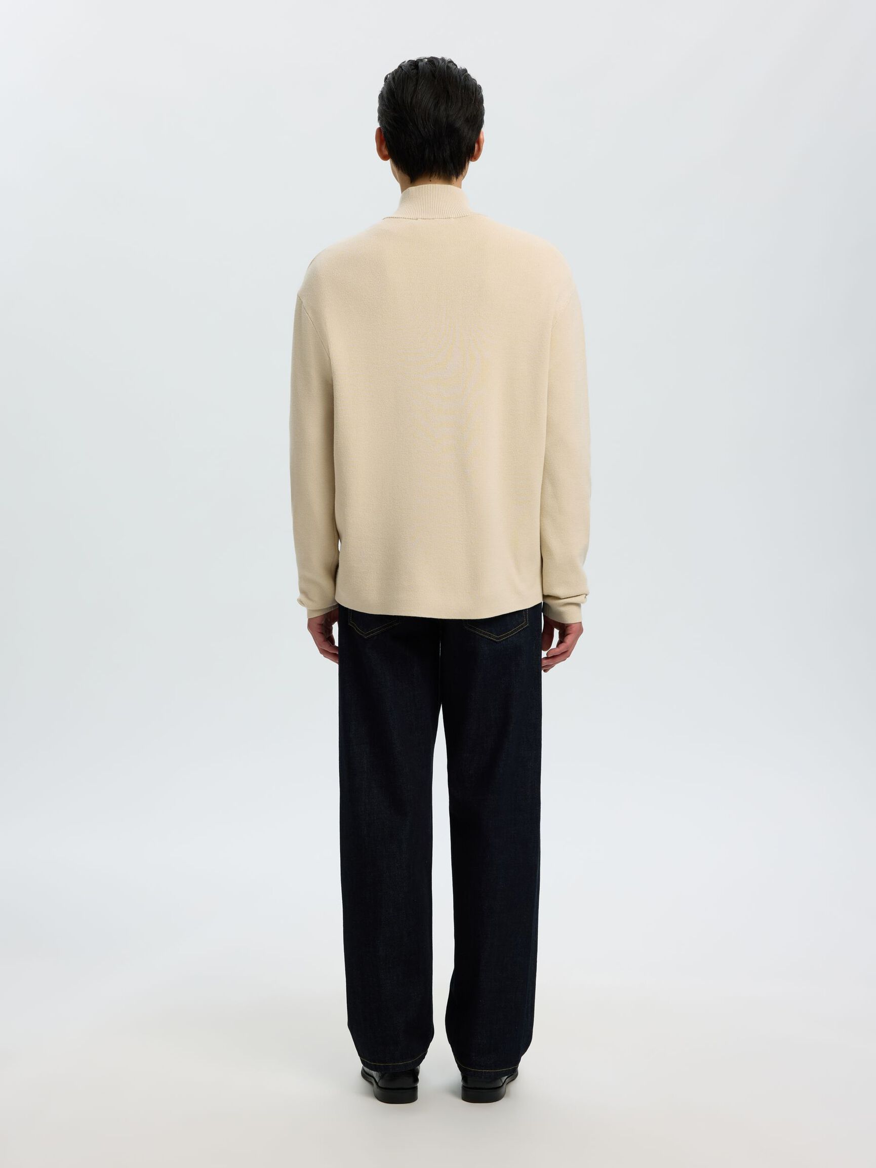 HALF ZIP PULLOVER, Oatmeal, highres