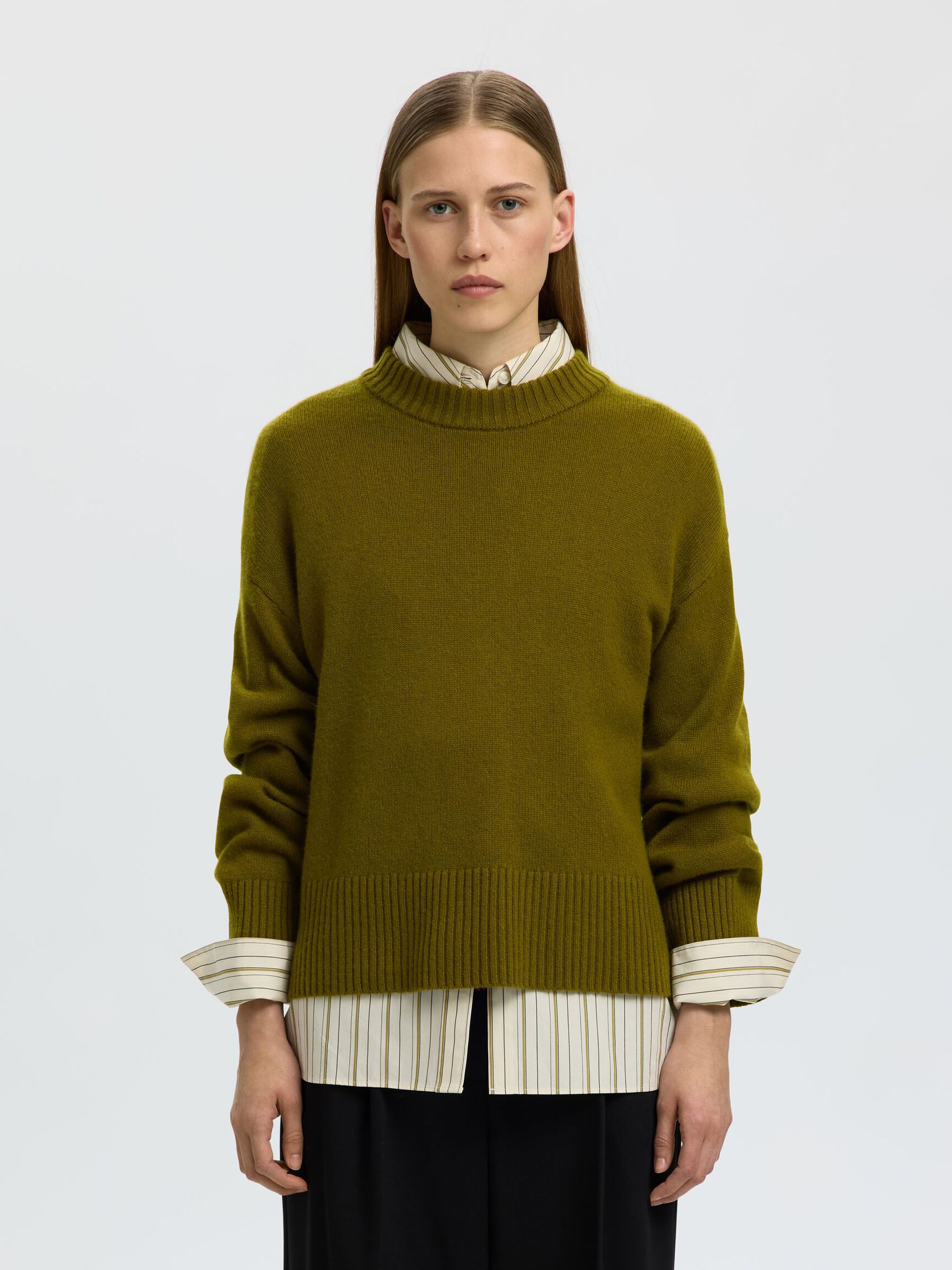 CASHMERE BLEND PULLOVER, Fir Green, highres