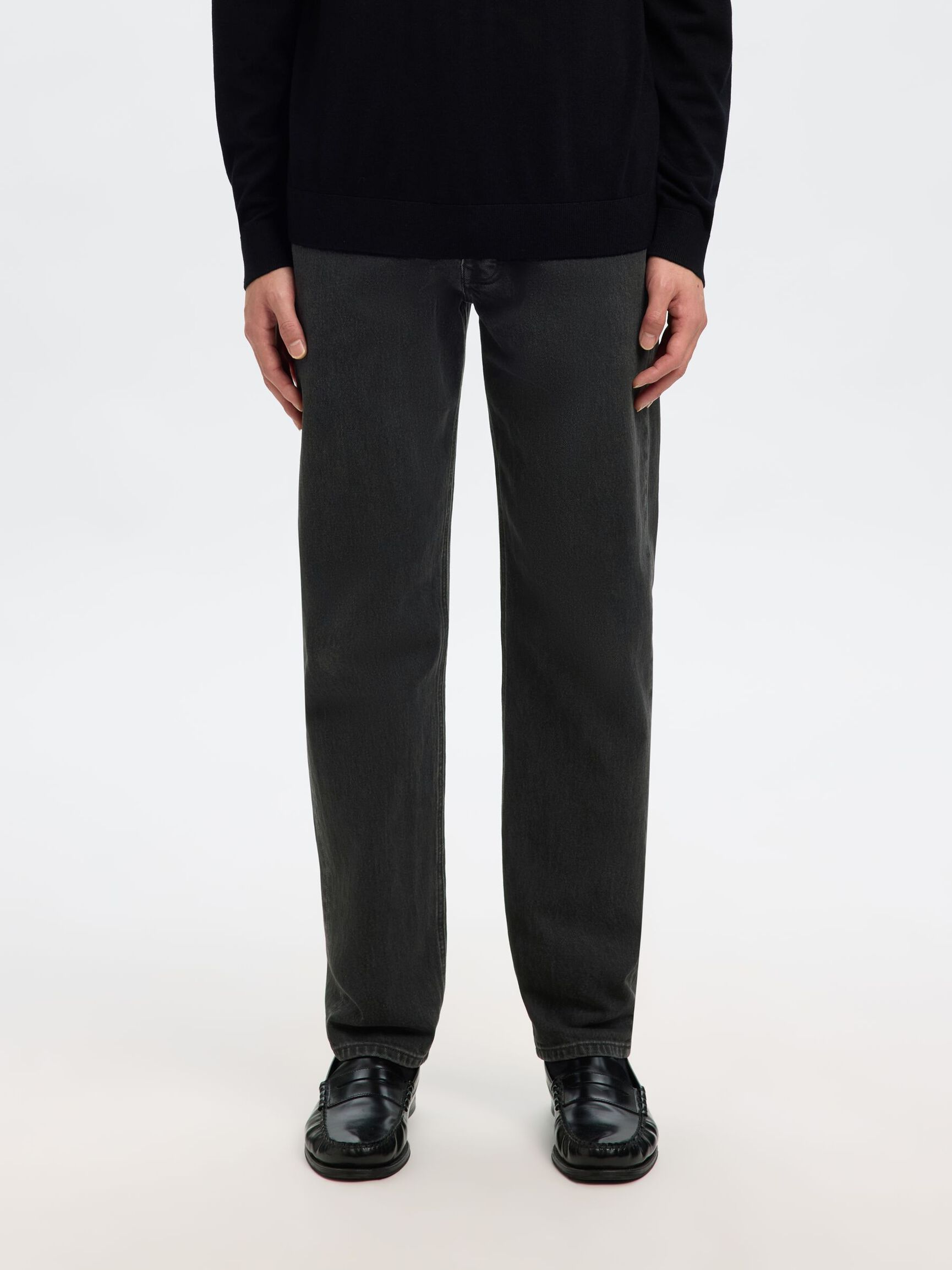 196 STRAIGHT FIT JEANS, Black Denim, highres