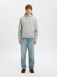 100% BOMULD HOODIE, Light Grey Melange, highres