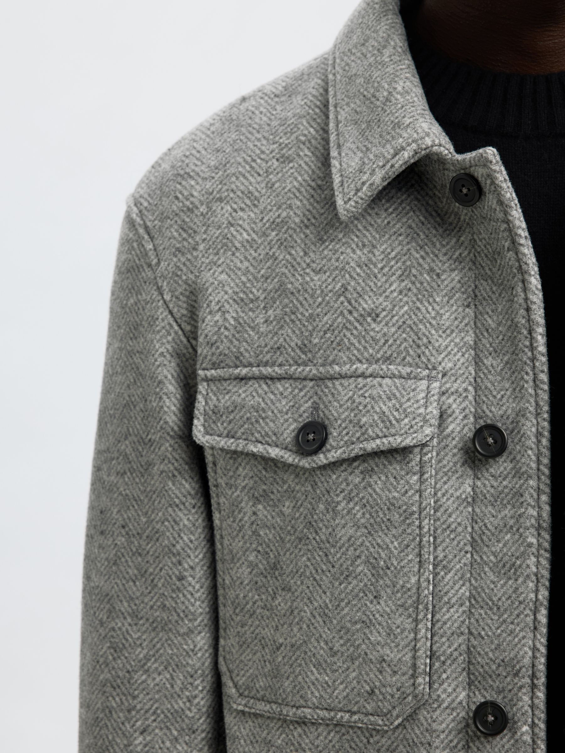 soerte /WOOL BLEND SHAGGY OVER COAT サイズ1 WOOL BLEND SHACKET | Grey | Selected