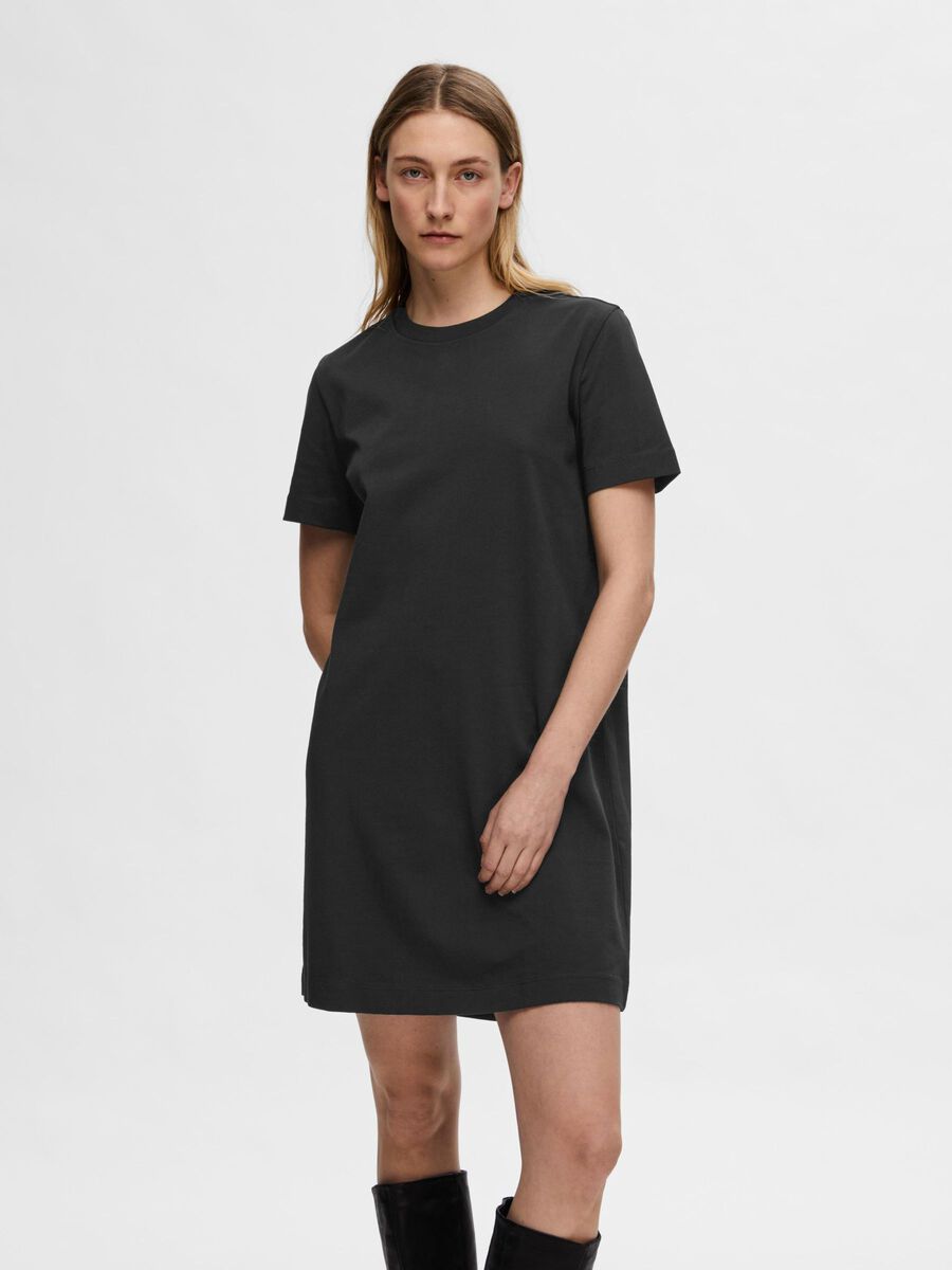 Selected MANGAS CORTAS VESTIDO MINI, Black, highres - 16095338_Black_003.jpg