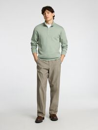 VISCOSE BLEND HALF ZIP SWEATSHIRT, Iceberg Green, highres