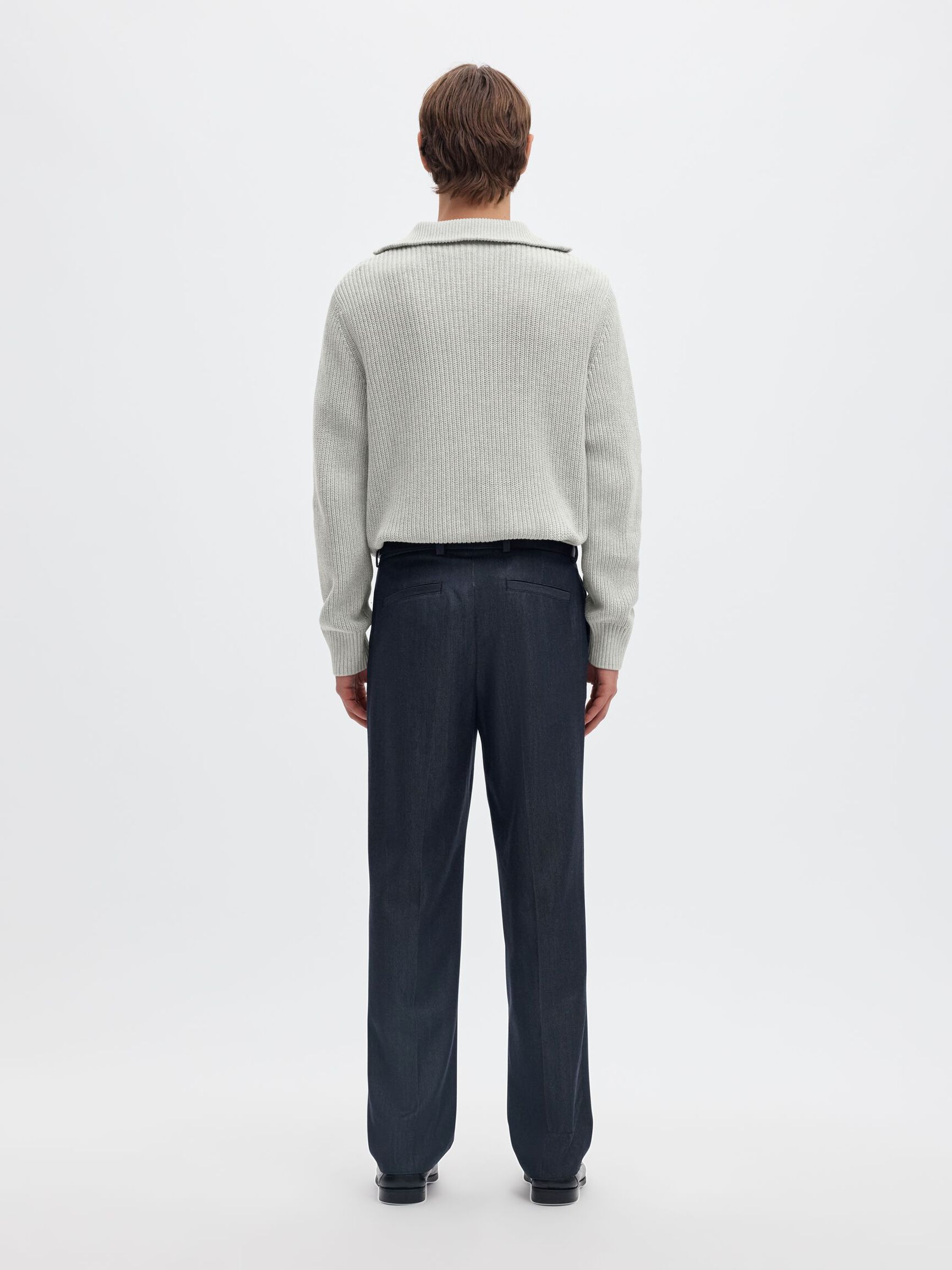 RIBBED ORGANIC COTTON HALF-ZIP JUMPER, Light Grey Melange, highres