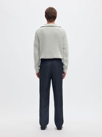 RIBBED ORGANIC COTTON HALF-ZIP JUMPER, Light Grey Melange, highres