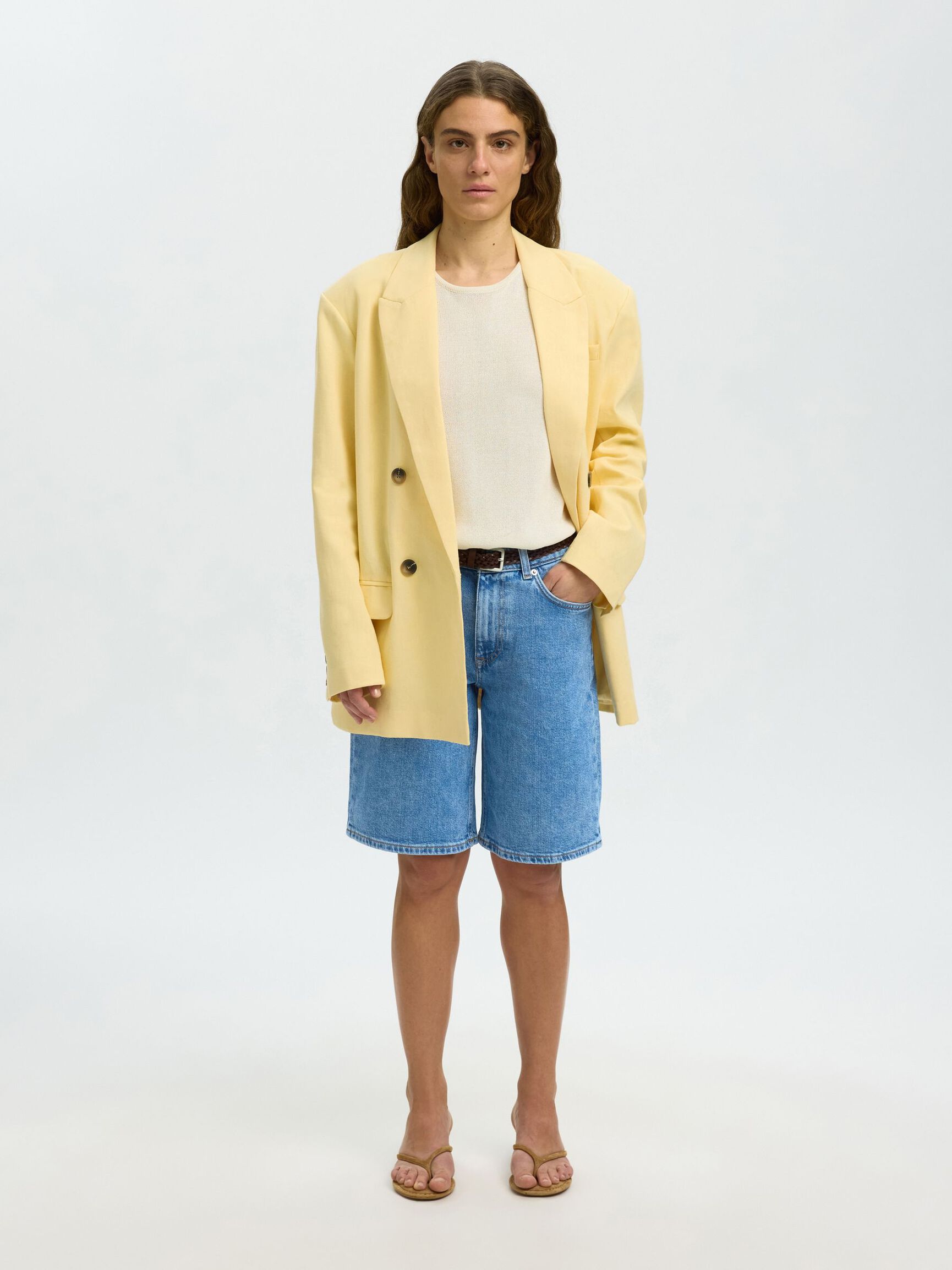 LIGHT WASH DENIM SHORTS, Light Blue Denim, highres