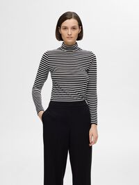 STRIBET TOP MED LANGE ÆRMER, Black, highres