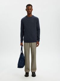 CREW NECK KNITTED JUMPER, Dark Sapphire, highres