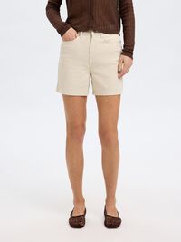 HOOG GETAILLEERD DENIM SHORT, Egret, highres