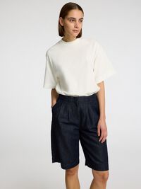 DENIM BERMUDA SHORTS, Dark Blue Denim, highres