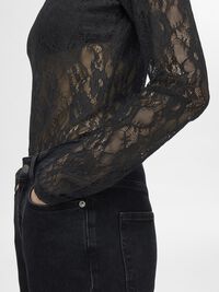 LACE BODYSUIT, Black, highres