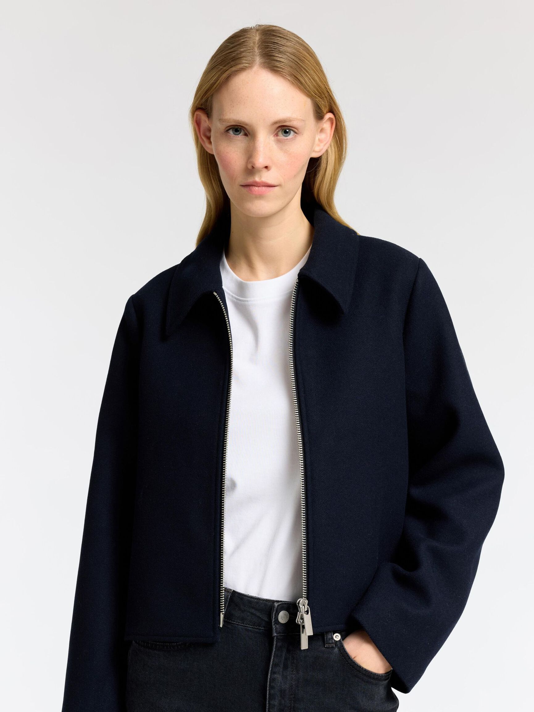 TAILORED WOOL BLEND  JACKET, Dark Sapphire, highres