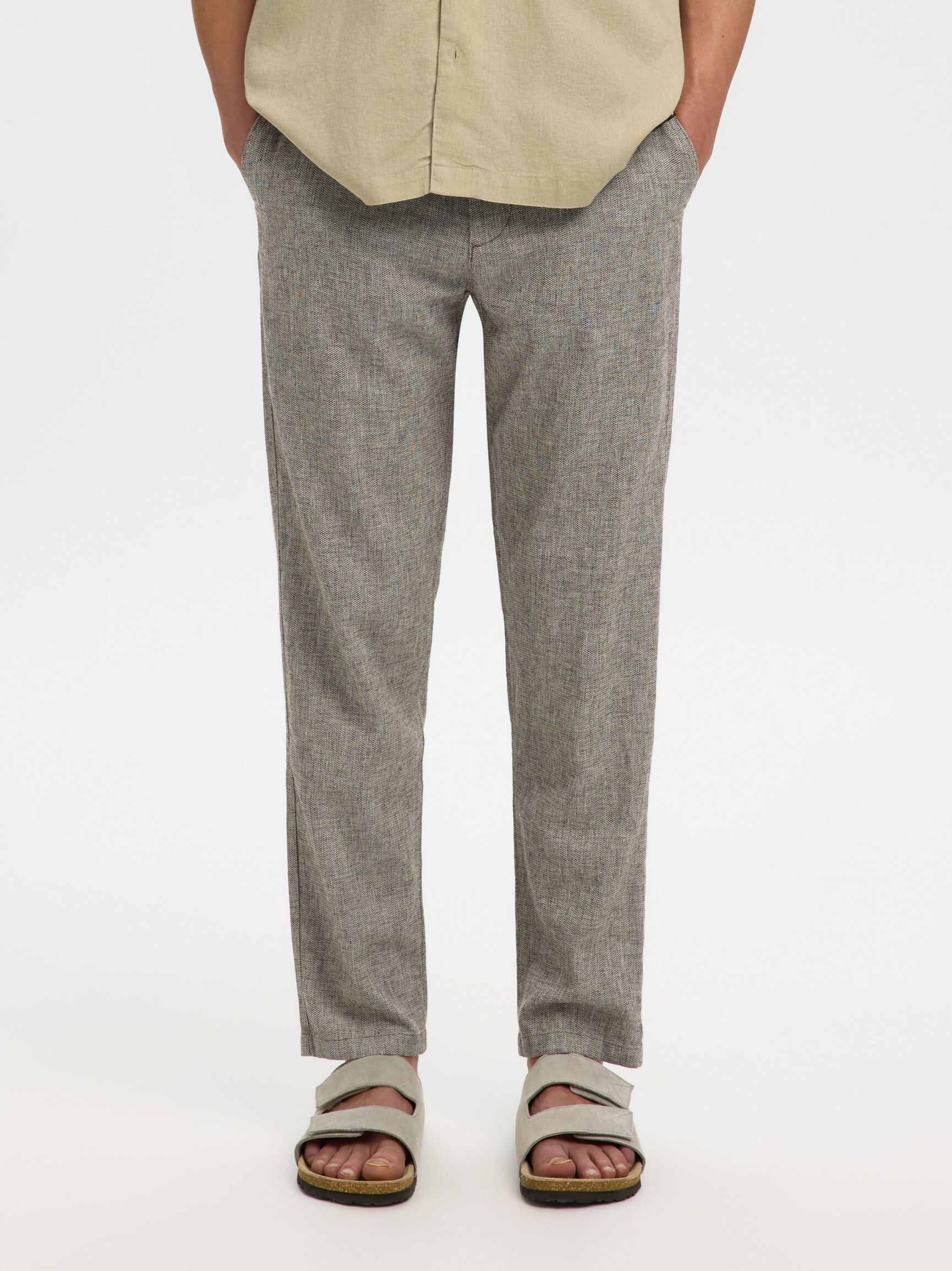 SLIM TAPERED LINEN BLEND TROUSERS, Delicioso, highres
