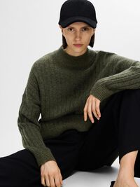 LOOSE FIT WOOL BLEND JUMPER, Kalamata, highres
