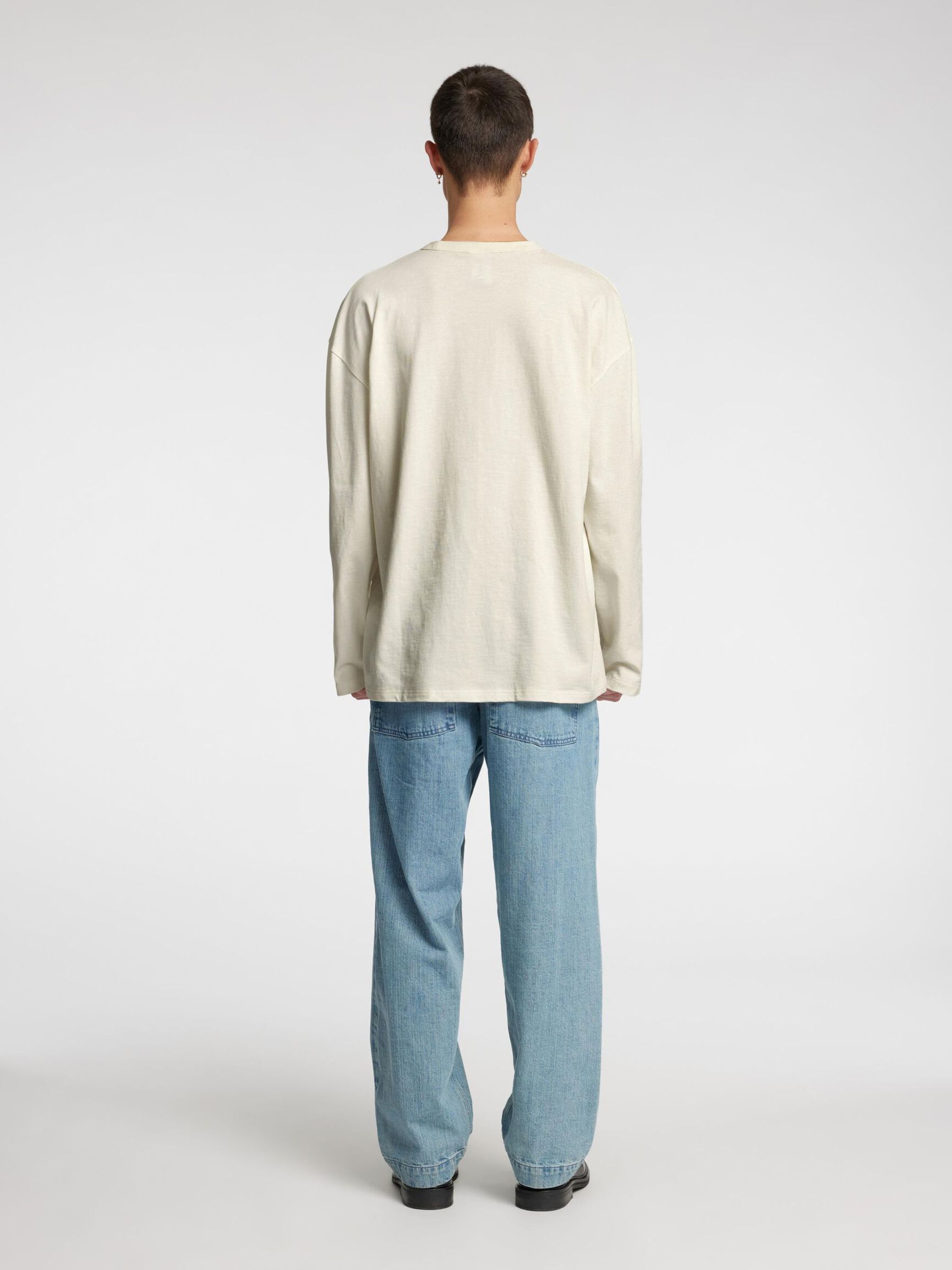 BOMULD LANGÆRMET T-SHIRT, Coconut Milk, highres