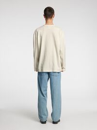 BOMULD LANGÆRMET T-SHIRT, Coconut Milk, highres