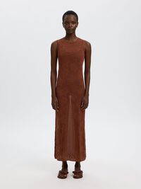 SLEEVELESS COTTON MAXI DRESS, Cherry Mahogany, highres