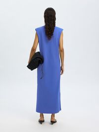 ÄRMELLOSES BAUMWOLL MAXIKLEID, Dazzling Blue, highres