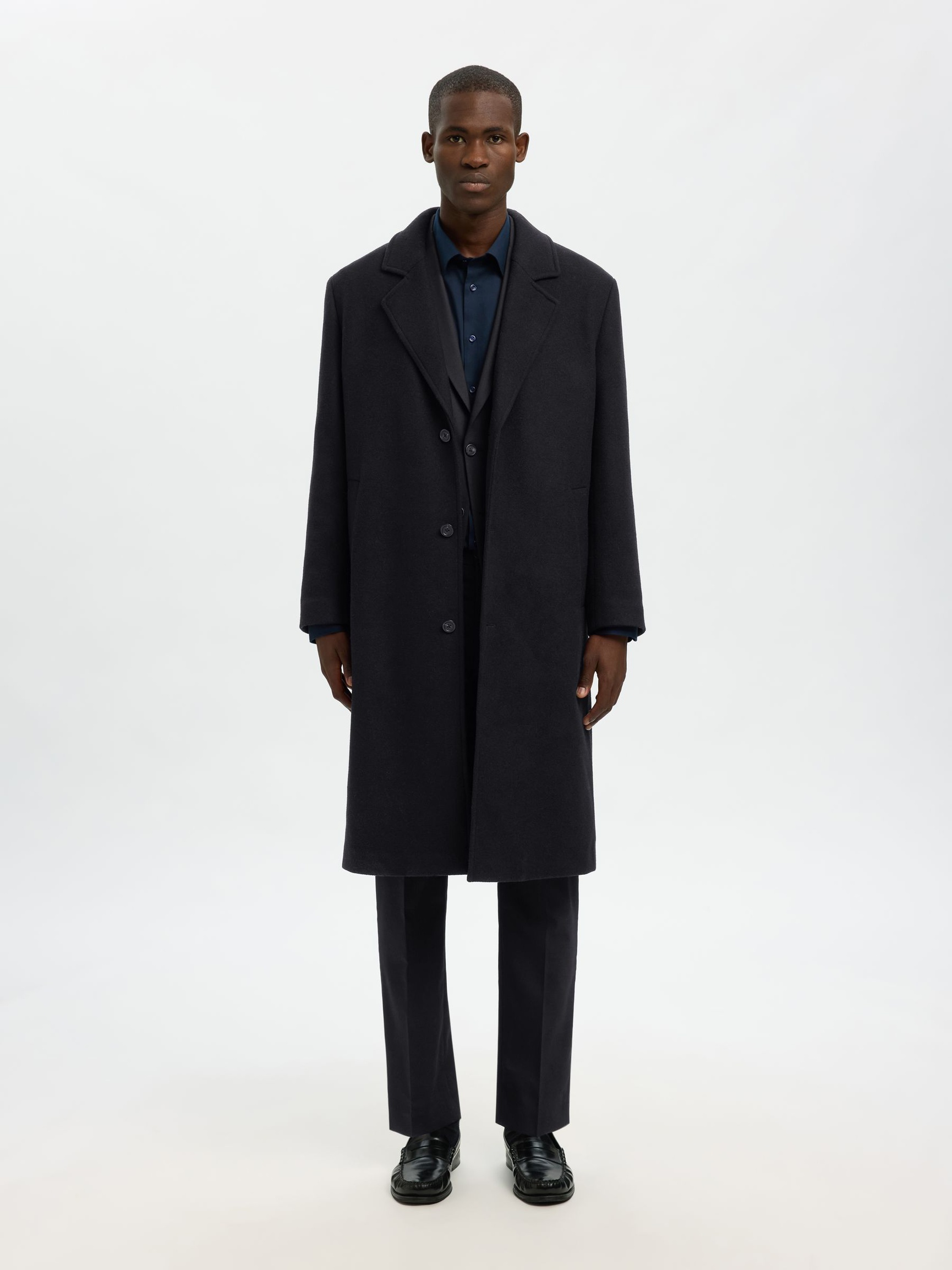 GEWEBTER WOLLGEMISCH BLAZER, Black, highres