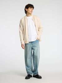 JERSEY SWEAT-CARDIGAN, Oatmeal, highres
