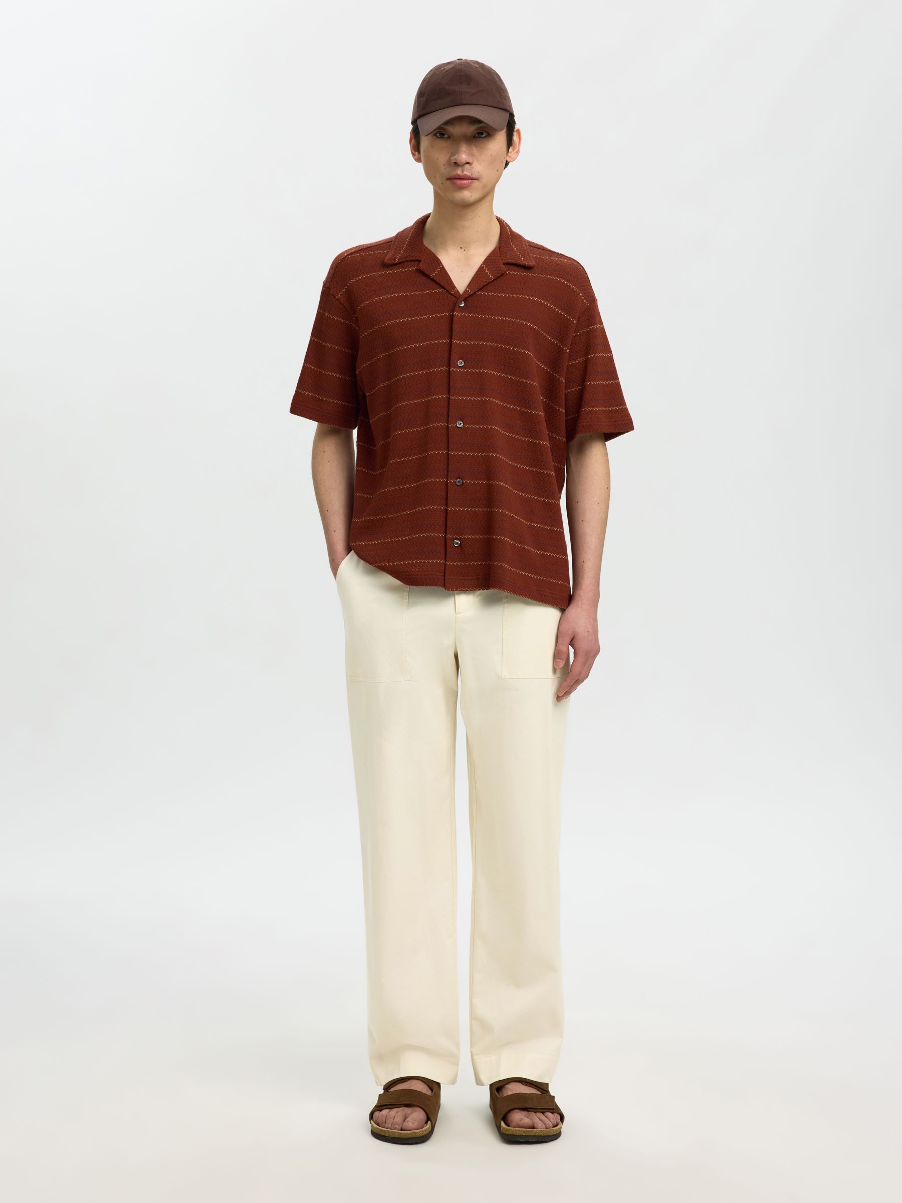 COTTON LOOSE FIT TROUSERS, Birch, highres