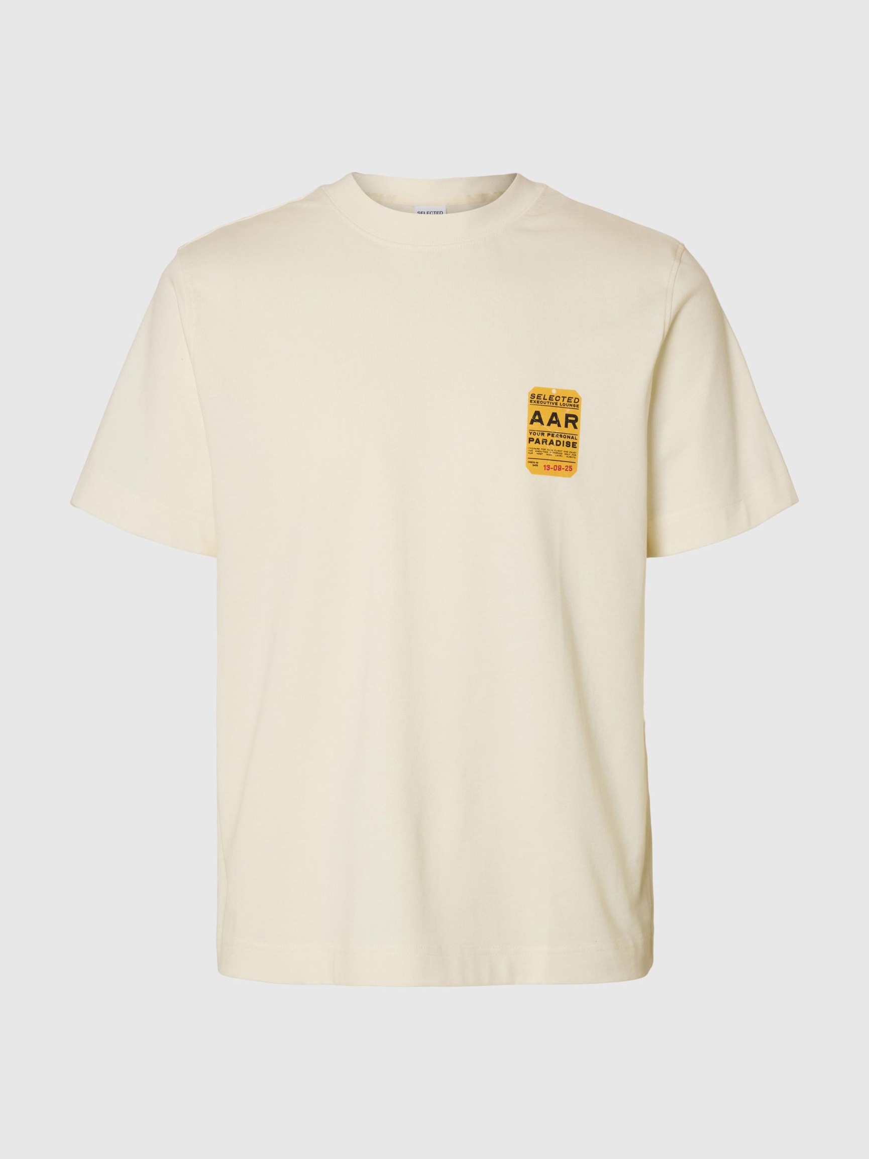CORTE REGULAR, ESTAMPADO CAMISETA DE CUELLO REDONDO, Egret, highres