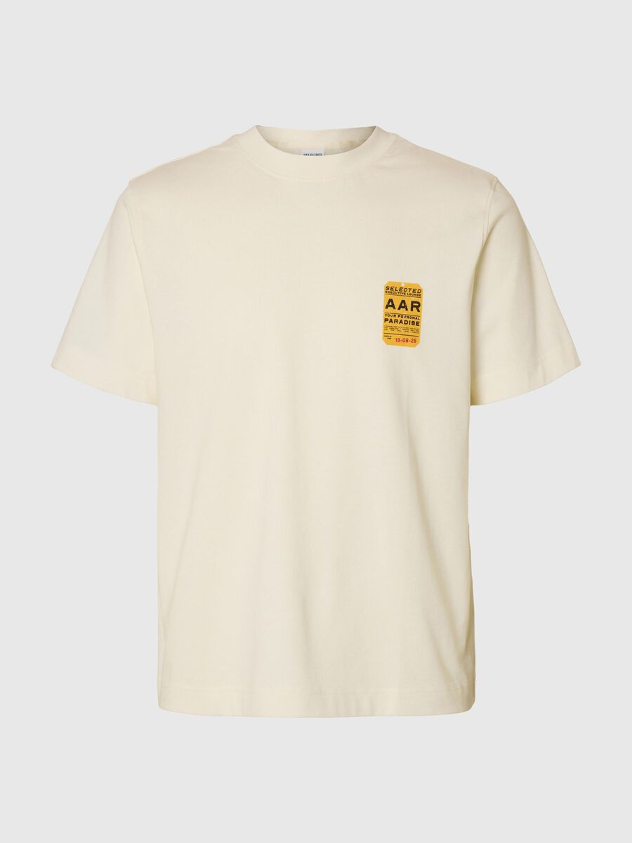 Product tile image - REGULAR FIT PRINTED CREWNECK T-SHIRT, Egret | 16098571_Egret_1204233