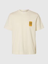 REGULAR FIT PRINTED CREWNECK T-SHIRT, Egret, highres