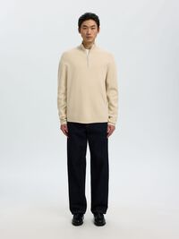 HALF ZIP PULLOVER, Oatmeal, highres
