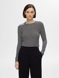 RANDIG LÅNGÄRMAD TOPP, Black, highres