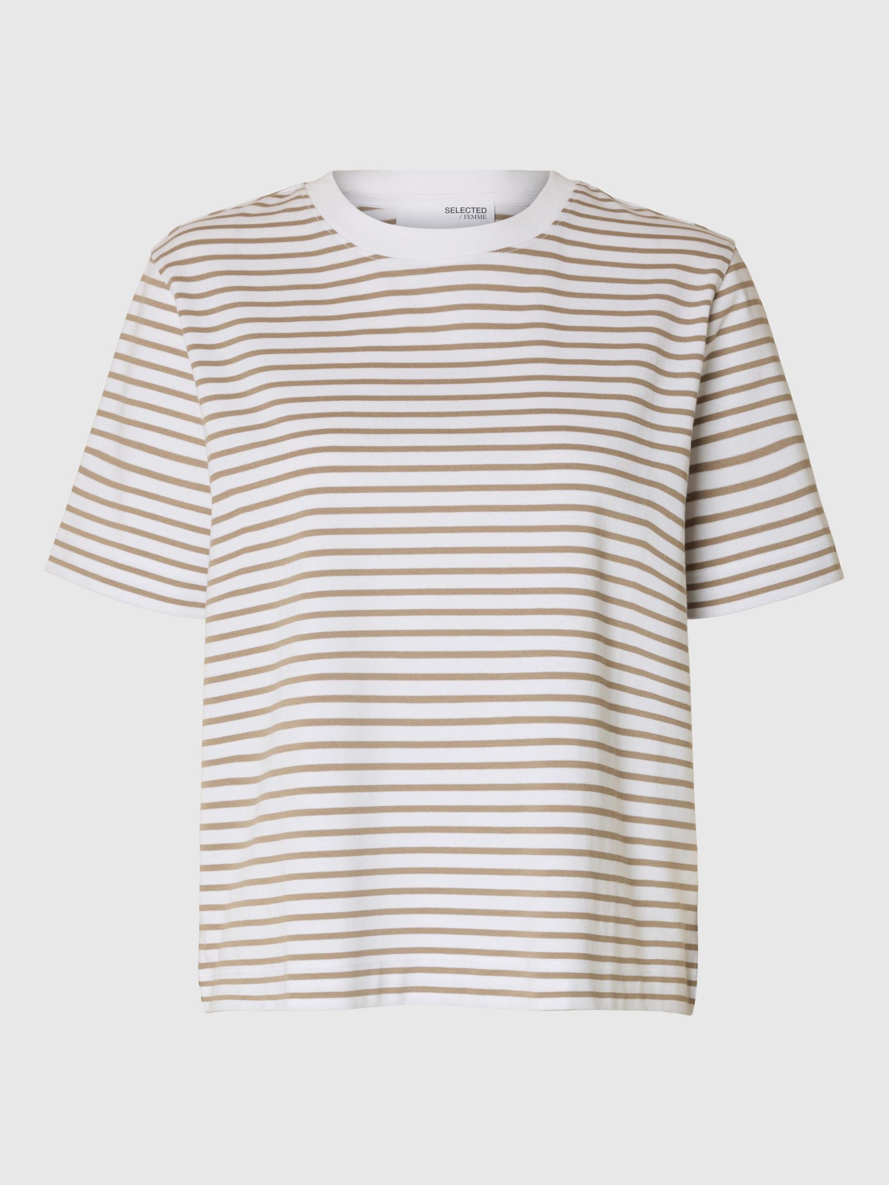 STRIPED BOXY FIT T-SHIRT, Greige, highres